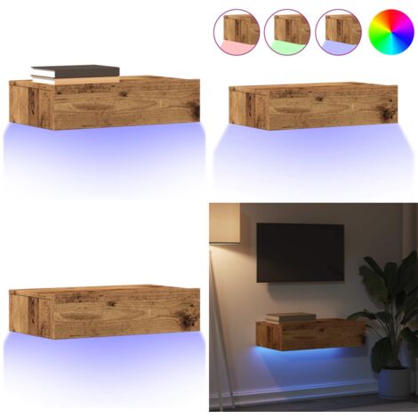 Mobile Porta TV con Luci LED Legno Antico 60x35x15,5 cm - Credenza TV con luci RGB - Mobile TV a parete