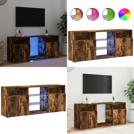 Mobile Porta TV con Luci LED Rovere Fumo 120x30x50 cm - TV stand con luci RGB - Mobile TV Rovere Fumo