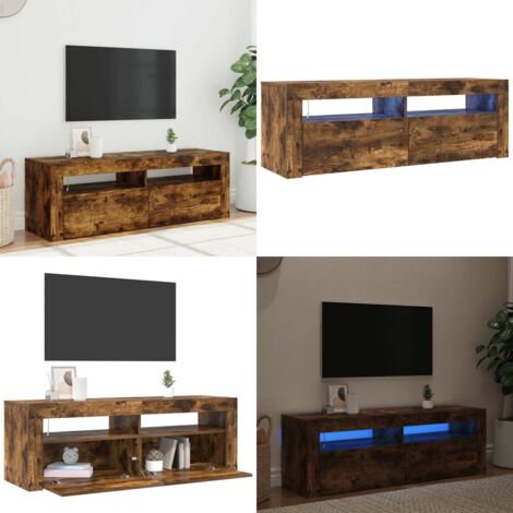 Mobile Porta TV con Luci LED Rovere Fumo 120x35x40 cm - Luci LED RGB - Mobile TV moderno