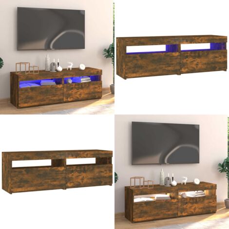 Mobile Porta TV con Luci LED Rovere Fumo 120x35x40 cm - Luci LED - TV Stand