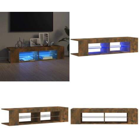 Mobile Porta TV con Luci LED Rovere Fumo 135x39x30 cm - Mobile TV con luci RGB - Mobile TV in legno multistrato
