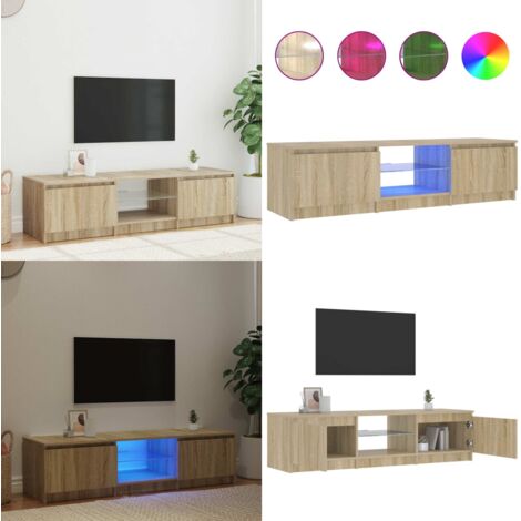 Mobile Porta TV con Luci LED Rovere Fumo 140x40x36 cm - Luci LED - TV Stand