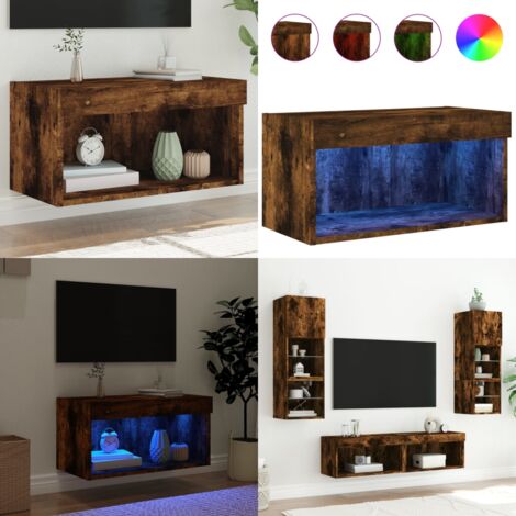 Mobile Porta TV con Luci LED Rovere Fumo 60x30x30 cm - Luci LED - TV Wall Mount