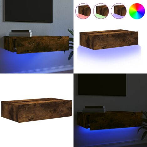 Mobile Porta TV con Luci LED Rovere Fumo 60x35x15,5 cm - Luci RGB - Mobile da parete