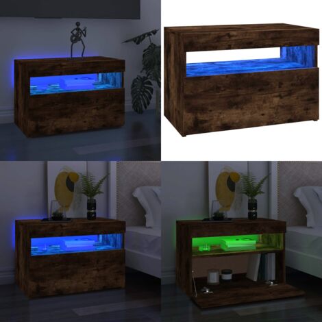 Mobile Porta TV con Luci LED Rovere Fumo 60x35x40 cm - Luci LED - Arredamento moderno