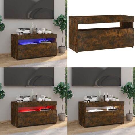 Mobile Porta TV con Luci LED Rovere Fumo 75x35x40 cm - Luci LED RGB - Mobile TV moderno