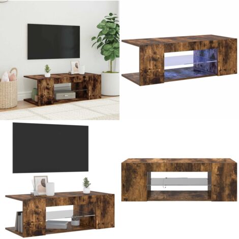 Mobile Porta TV con Luci LED Rovere Fumo 90x39x30 cm - TV Stand con Luci RGB - Mobile TV Rovere Fumo