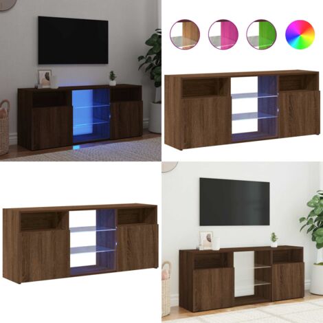 Mobile Porta TV con Luci LED Rovere Marrone 120x30x50 cm - TV stand con luci RGB - Mobile TV Rovere Marrone