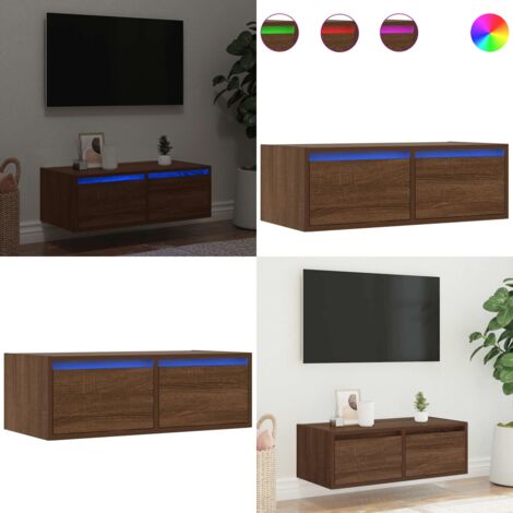 Mobile Porta TV con Luci LED Rovere Marrone 75x35,5x25 cm - TV in casa - Armadio TV