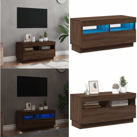 Mobile Porta TV con Luci LED Rovere Marrone 80x35x40 cm - TV stand con luci RGB - Mobile TV Rovere Marrone