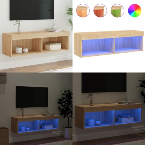 Mobile Porta TV con Luci LED Rovere Sonoma 100x30x30 cm - Mobile TV con luci RGB - Mobile TV a parete