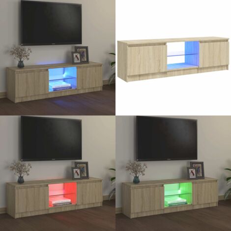 Mobile Porta TV con Luci LED Rovere Sonoma 120x30x36 cm - TV con luci RGB - Mobiletto HiFi