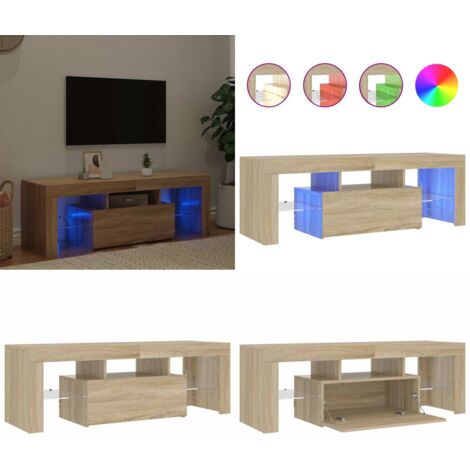 Mobile Porta TV con Luci LED Rovere Sonoma 120x35x40 cm - TV con luci RGB - Mobiletto HiFi