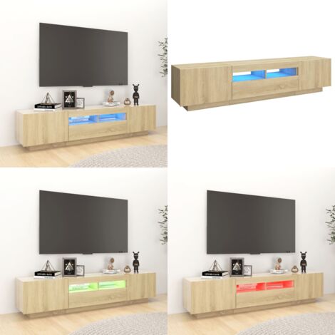 Mobile Porta TV con Luci LED Rovere Sonoma 180x35x40 cm - TV con luci RGB - Mobile con LED
