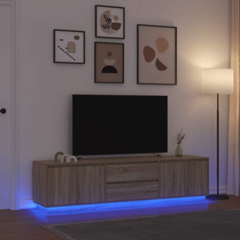 Mobile Porta TV con Luci LED Rovere Sonoma 193,5x41x50 cm vidaXL