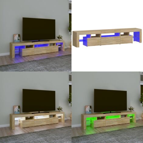 Mobile Porta TV con Luci LED Rovere Sonoma 200x36,5x40 cm - TV con luci RGB - Mobile TV Rovere Sonoma