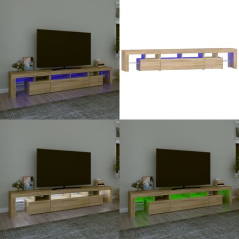 Mobile Porta TV con Luci LED Rovere Sonoma 230x36,5x40 cm - TV in casa - Mobile con luci RGB