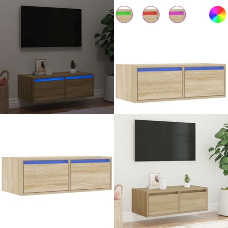 Mobile Porta TV con Luci LED Rovere Sonoma 75x35,5x25 cm - TV mobile con luci RGB - Mobile TV con truciolato