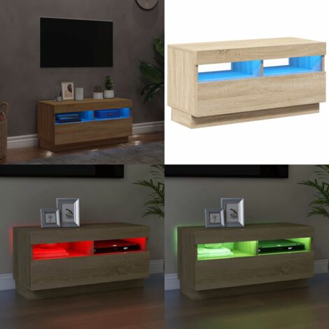 Mobile Porta TV con Luci LED Rovere Sonoma 80x35x40 cm - TV con luci RGB - Mobile TV rovere sonoma