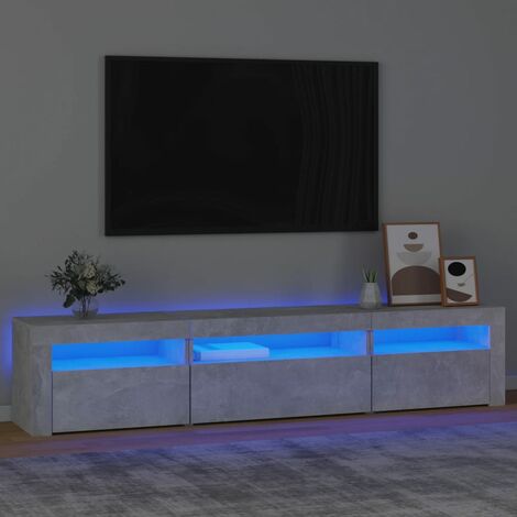 Mobile Porta TV con Luci LED，Mobili TV，Supporto per TV da Soggiorno Grigio Cemento 195x35x40 cm NVIW75229 BonneVie