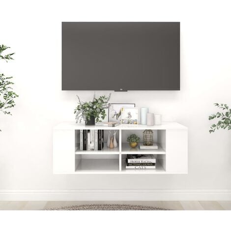 MAISON CHIC Mobile Porta TV da Parete Mobile da soggiorno Bianco Lucido 102x35x35cm in Truciolato ITD89474