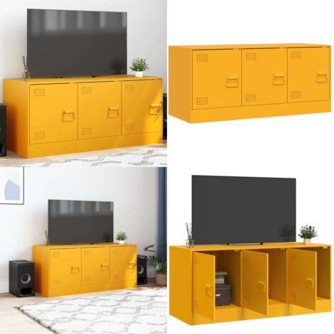 Mobile Porta TV Giallo Senape 99x39x44 cm in Acciaio - TV in acciaio - Mobile TV giallo senape