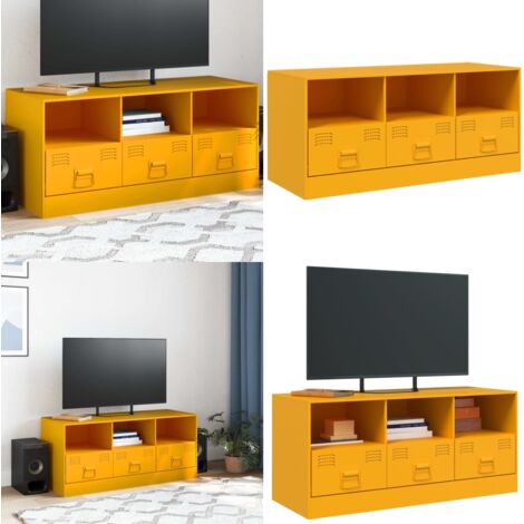 Mobile Porta TV Giallo Senape 99x39x44 cm in Acciaio - TV Stand - Mobile TV Giallo Senape