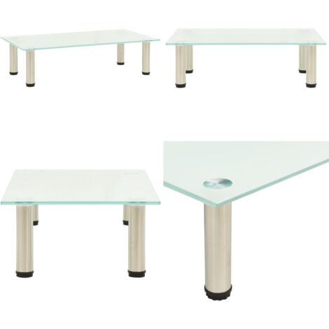 Mobile Porta TV Glassato 60x35x17 cm in Vetro Temperato - Supporto TV moderno - Mobile TV in acciaio inossidabile