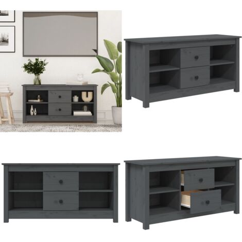 Mobile Porta TV Grigio 103x36,5x52 cm in Legno Massello di Pino - Mobile porta TV - Mobile in legno massello