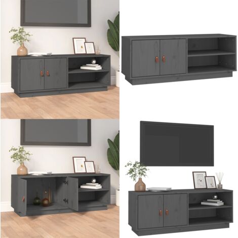 Mobile Porta TV Grigio 105x34x40 cm in Legno Massello di Pino - Mobile TV grigio - Mobile TV in pino