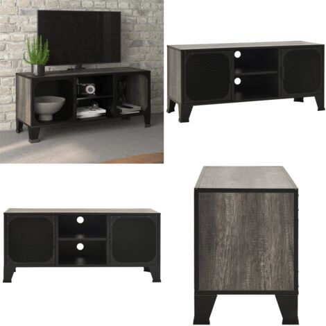 Mobile Porta TV Grigio 105x36x47 cm in Metallo e MDF - TV Stand - Mobile TV Grigio