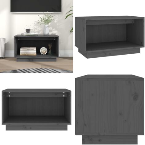 Mobile Porta TV Grigio 60x35x35 cm in Legno Massello di Pino - Mobile TV grigio - Mobile TV in pino