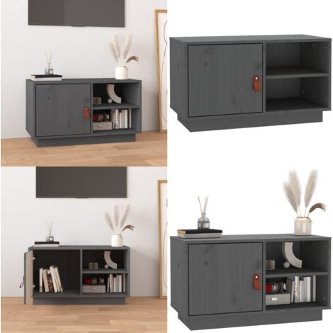Mobile Porta TV Grigio 70x34x40 cm in Legno Massello di Pino - Mobile TV in pino - Mobile TV grigio