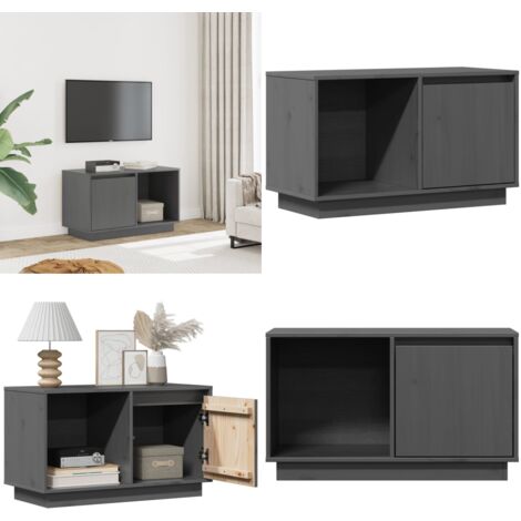 Mobile Porta TV Grigio 74x35x44 cm in Legno Massello di Pino - Mobile TV grigio - Mobile TV in pino