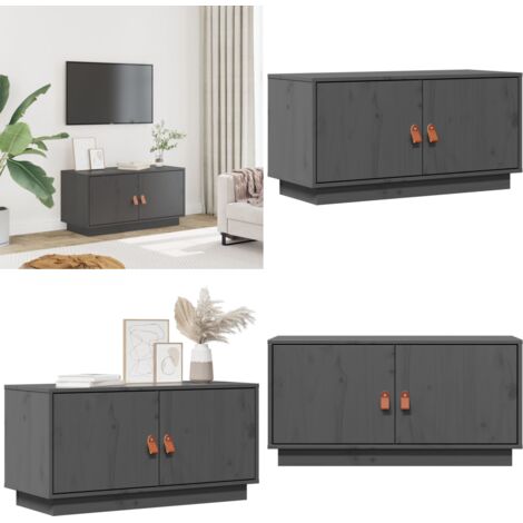 Mobile Porta TV Grigio 80x34x40 cm in Legno Massello di Pino - Mobile TV in pino - Mobile TV grigio