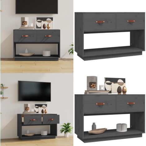 Mobile Porta TV Grigio 90x40x60 cm in Legno Massello di Pino - Mobile porta TV - Mobile in legno massello