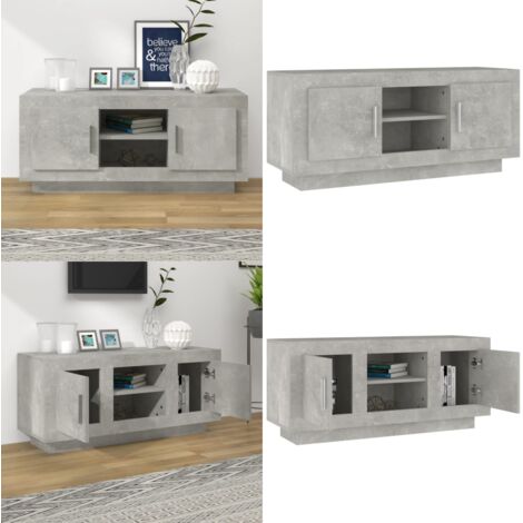 Mobile Porta TV Grigio Cemento 102x35x45cm in Legno Multistrato - Armadio stereo - Armadio tv cemento