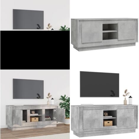 Mobile Porta TV Grigio Cemento 102x35x45cm in Legno Multistrato - Mobile TV grigio cemento - Mobile TV con ante