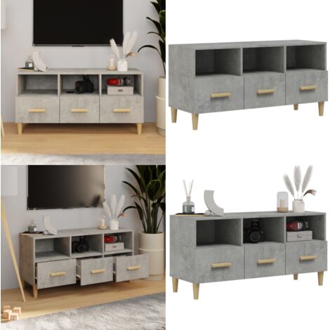 Mobile Porta TV Grigio Cemento 102x36x50 cm Legno Multistrato - Mobile per TV - Mobile per intrattenimento