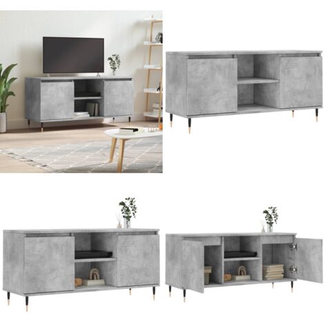 Mobile Porta TV Grigio Cemento 104x35x50cm in Legno Multistrato - TV Stand - Mobile in Legno