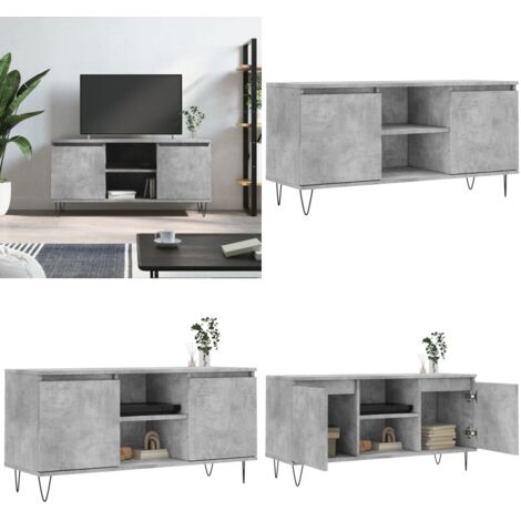 Mobile Porta TV Grigio Cemento 104x35x50cm in Legno Multistrato - TV Stand - Mobile in Legno