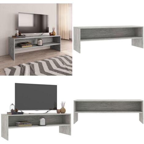 Mobile Porta TV Grigio Cemento 120x40x40cm in Legno Multistrato - Mobile TV grigio cemento - Mobile TV con vano a giorno