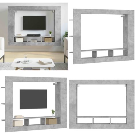 Mobile Porta TV Grigio Cemento 152x22x113 cm Legno Multistrato - TV Stand - Mobile per TV