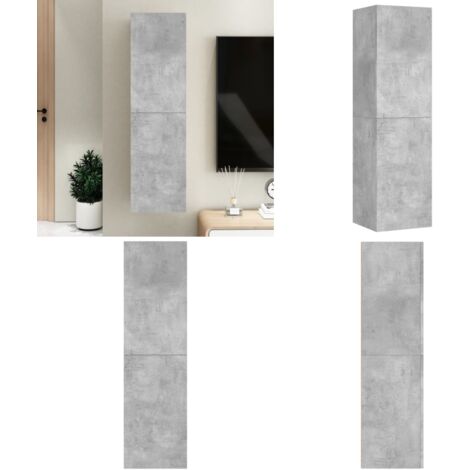 Mobile Porta TV Grigio Cemento 30,5x30x110 cm Legno Multistrato - Armadio TV - Mobile TV Sospeso
