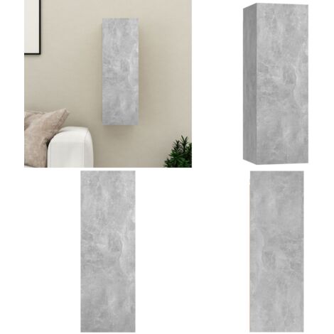 Mobile Porta TV Grigio Cemento 30,5x30x90 cm Legno Multistrato - Armadio TV - Mobile TV a parete