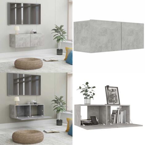 Mobile Porta TV Grigio Cemento 80x30x30 cm in Legno Multistrato - Armadietto TV - TV Wall Mount