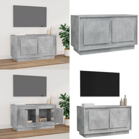 Mobile Porta TV Grigio Cemento 80x35x45 cm in Legno Multistrato - Mobile TV grigio cemento - Mobile TV con ante