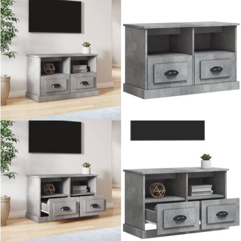 Mobile Porta TV Grigio Cemento 80x35x50 cm in Legno Multistrato - Mobile da parete - TV stand
