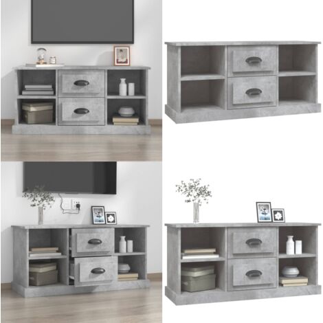 Mobile Porta TV Grigio Cemento 99,5x35,5x48cm Legno Multistrato - TV Stand - Mobile TV Grigio Cemento