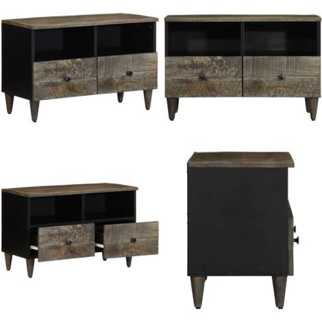 Mobile Porta TV Grigio Chiaro 70x33,5x46 cm in Legno Mango - TV Stand - Mobile in Legno Mango